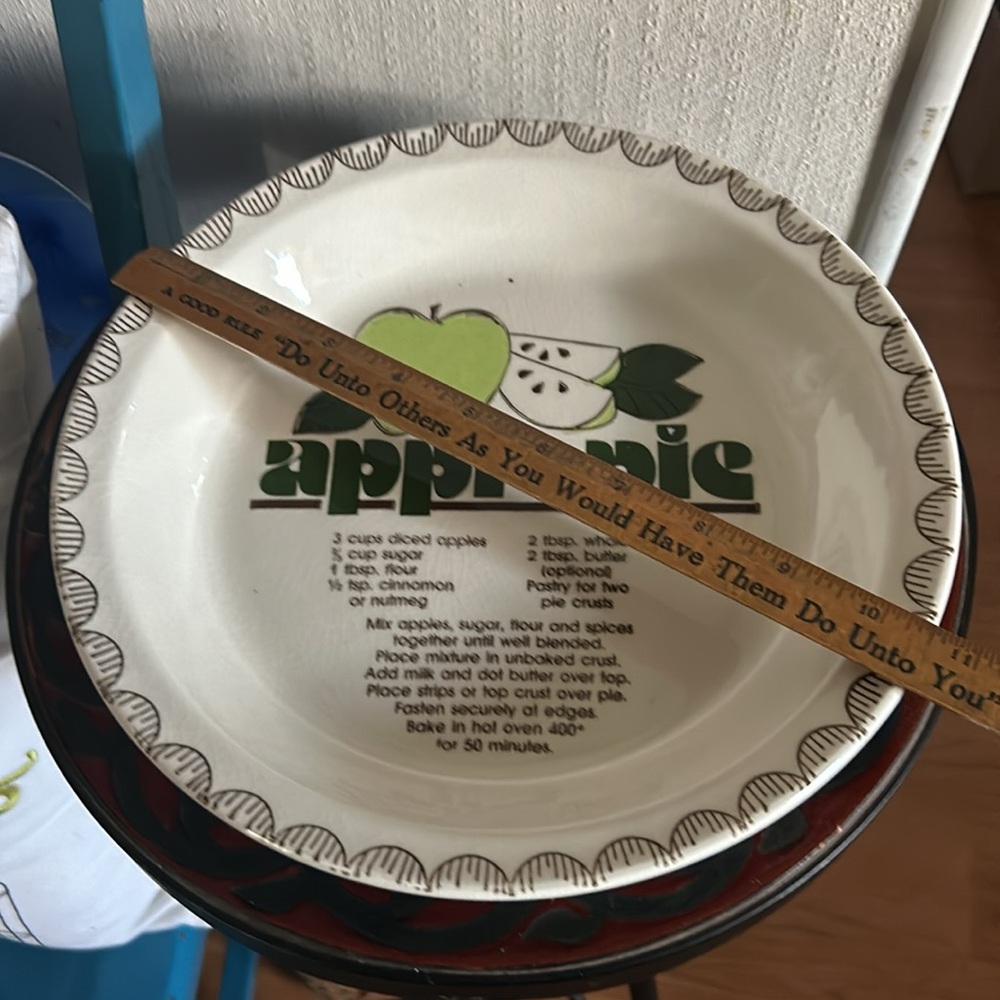Vintage Apple Pie Recipe Pie Plate - Picture 5 of 6